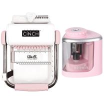 Encadernadora The Cinch Furo Quadrado + Apontador Elétrico Rosa