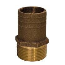 Encaixando o tubo de fluxo total GROCO 1 NPT x 1-1/4 de bronze na mangueira