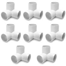 Encaixe de PVC de 3 vias, 1 1/4 Tee Elbow QWORK, pacote com 8 unidades, branco