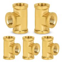 Encaixe de tubulação HeSun Brass 5 peças 1/4 x 1/4 x 1/4 NPT Feminino