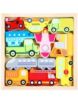 Encaixe Divertido Quebra Cabeça 3D MDF Brinquedo Educativo Animais Numero Montessori Colorido Formas