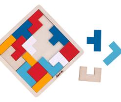 Encaixe Formas Geométricas De Madeira 17 Peças Tetris Puzzle