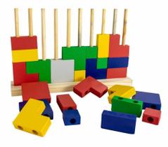 Encaixe Tetris - Brinqmutti - Brinquedo Educativo de Madeira Encaixe Tetris - Brinqmutti - Brinquedo Educativo de Madeira