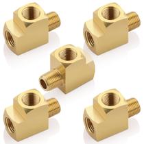 Encaixes de latão Boeray 1/8 NPT fêmea para macho de 3 vias (5 unidades)
