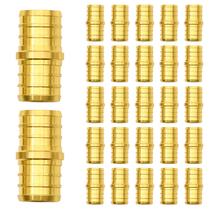Encaixes PEX RUBY.Q, pacote com 25 acoplamentos retos de latão de 3/4 pol. Encaixes PEX RUBY.Q, pacote com 25 acoplamentos retos de latão de 3/4 pol.