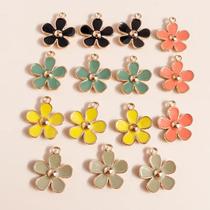 Encantos De Flores Coloridas 10 Peças 18x21mm Esmalte Fofo Planta Pingentes Brincos Colar Acessórios