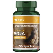 Encapsulado Lecitina de Soja Muwiz 500mg 60 Cápsulas Suplemento Alimentar Rico em Vitamina B8 Colina e Fósforo