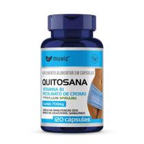 Encapsulado Quitosana Spirulina Psyllium Muwiz 600mg 120 cápsulas Suplemento com Vitamina B1 e Picolinato de Cromo