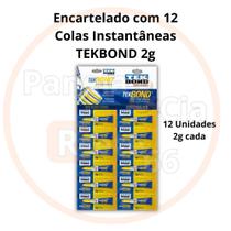 Encartelado com 12 colas instantâneas TEKBOND 2g cada Encartelado com 12 colas instantâneas TEKBOND 2g cada