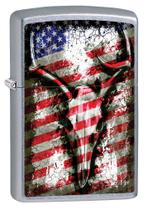Encendedor Mecánico Zippo Cráneo de Ciervo con Bandera Americana Cromo Encendedor Mecánico Zippo Cráneo de Ciervo con Bandera Americana Cromo