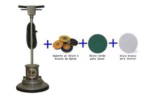 Enceradeira Indl DC 410 Super Plus com suporte, escova disco verde e disco branco