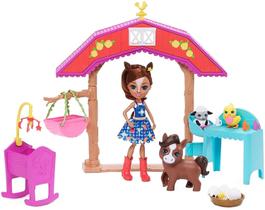 Enchantimals Barnyard Nursery Playset com Boneca de Cavalo Haydie (6 polegadas), Cavalo Trotter, 3 Figuras Animais Adicionais, e mais 10 acessórios, Grande Presente para 3 8 Anos de Idade, Multi - Mattel