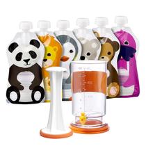 Enchedor de bolsas de comida para bebês Squooshi 750ml + 6 bolsas reutilizáveis Enchedor de bolsas de comida para bebês Squooshi 750ml + 6 bolsas reutilizáveis