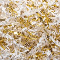 Enchedor de presente de papel enrugado branco e dourado Mefleet de 2 kg