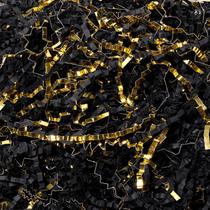 Enchimento de trituração de papel enrugado Mefleet de 2 kg preto e dourado