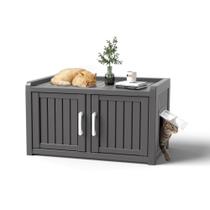 Enclosure para caixa de areia DRATO, móvel fechado para gatos em resina para área externa, resistente às intempéries, com duas portas e dois compartimentos, para uso interno