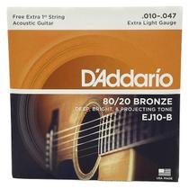 Encordoamento 010 em Aço Daddario Original Cordas Para Violão EJ 10-B + 1 corda extra - Daddario Made in Usa (original)
