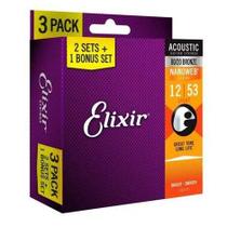 Encordoamento 012 Light Bronze 80/20 P/ Violao Aco Nanoweb Pack L3p2 16539 Elixir (15379) F108