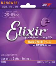 Encordoamento 012 Light Para Violão Aço Elixir