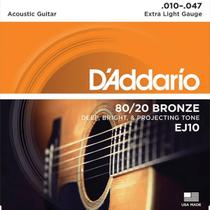 Encordoamento Bronze Wound 010 Para Violão EJ10 - D Addario