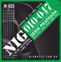Encordoamento Cordas Nig N420 010 Prateada Violão Aço