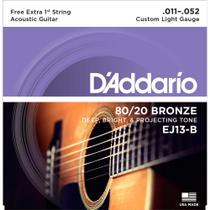 Encordoamento cordas violao 011 daddario ej13b mi extra