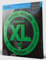 Encordoamento D'addario Baixo 5 Cordas EXL220-5 Long Scale .040 - .125 Super Light Gauge