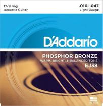 Encordoamento D'addario Ej38 Para Violão 12cordas 010