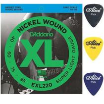 Encordoamento D'Addario Exl220 Para Baixo 4 Corda + Palhetas