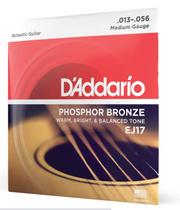 Encordoamento daddario Para Violão Aço Ej17 Phosphor Bronze 013 - 056 Light