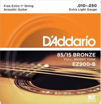 Encordoamento de ACO para Violao EZ900-B 6 Cordas EXTRA LIGHT .010-.050 - Corda MI EXTRA - D"Addario Encordoamento de ACO para Violao EZ900-B 6 Cordas EXTRA LIGHT .010-.050 - Corda MI EXTRA - D"Addario