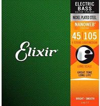 Encordoamento Elixir Baixo 4 Cordas 045-105 Medium 14077 Long Scale Nanoweb
