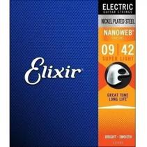Encordoamento Elixir Cordas 009 Super Light Nanoweb Guitarra + 1 paleta