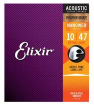 Encordoamento Elixir Violão Aço PHOSPHOR BRONZE NANOWEB