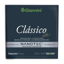 Encordoamento Giannini Clássico Nanotec Violão Nylon .029 Extra Pesada GENWXPA PN