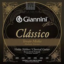 Encordoamento Giannini Clássico Violão Nylon Bronze Tensão Média
