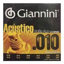 Encordoamento Giannini Para Violão 12 Cordas Aço.10 Bronze