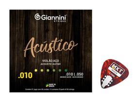Encordoamento GIANNINI Violão Aço Acústico 010 GESWAM com Palheta Encordoamento GIANNINI Violão Aço Acústico 010 GESWAM com Palheta