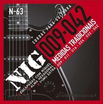 Encordoamento Guitarra. 009/.042 Tradicional - 1ª Mi Extra + Palheta Nig - N63