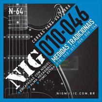 Encordoamento Guitarra. 010/.046 Tradicional - 1ª Mi Extra + Palheta Nig - N64