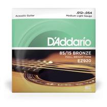 Encordoamento jogo de Cordas Violao Aco Daddario EZ920 Bronze 8515 Medium Light 12054 Bright Tone Encordoamento jogo de Cordas Violao Aco Daddario EZ920 Bronze 8515 Medium Light 12054 Bright Tone
