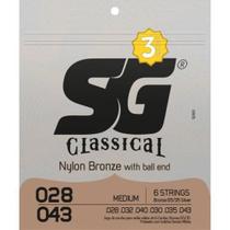 Encordoamento p/ Violão Nylon Bronze Medium Pack c/ 3 SG F002 Encordoamento p/ Violão Nylon Bronze Medium Pack c/ 3 SG F002