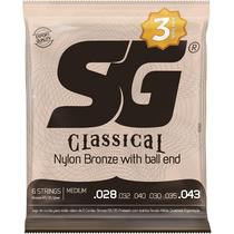 Encordoamento p/ Violão Nylon Bronze Medium Pack c/ 3 SG - PCT / 3