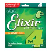 Encordoamento para baixo 4 cordas elixir medium/e.l.s 045 4087 (3220)