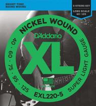 Encordoamento Para Baixo Elétrico 5cordas Exl220-5 Super Light/escala Longa .040 .060 .075 .095 .125 - D Addario