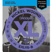 Encordoamento Para Guitarra 011 Daddario Mi Extra Exl115