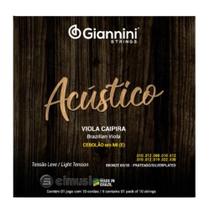 Encordoamento Para Viola Caipira Giannini Acústico - Modelo Bronze 65/35 em Tensão Leve (Cebolão em Mi)