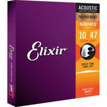 Encordoamento Para Violão .010 Extra Light Phosphor Bronze Nanoweb 16002 Elixir F002