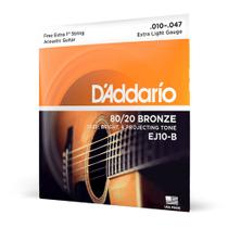 Encordoamento Para Violão Aço .010-.047 Com Corda Extra PL010 D'Addario Bronze 80/20 EJ10-B - D ADDARIO