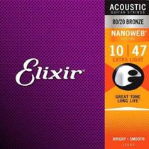 Encordoamento para Violão Aço 010 Elixir Bronze 80/20 Acústico